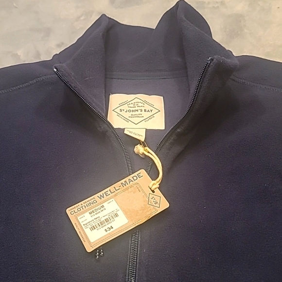 0491. NWTs ~ St. John's Bay ~ 3/4 zip Pullover ~ Deep Blue ~ Medium - Picture 3 of 6